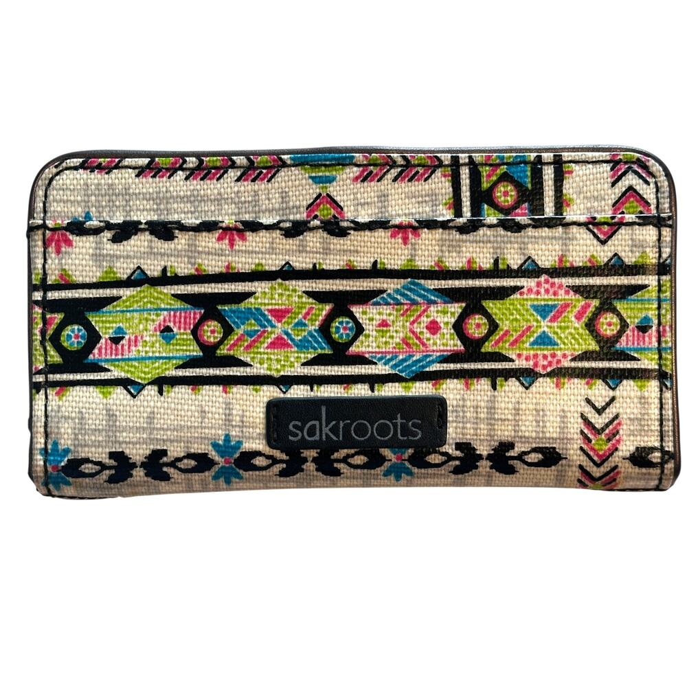 Sakroots Western Bifold Wallet Multicolor Aztec Tribal Slim Artists Circle